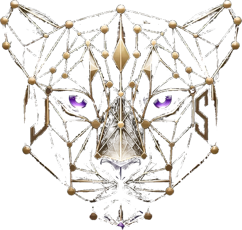 Jaguar Pulse Systemes — emblème jaguar géométrique or et violet